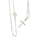 Colar corrente Veneziana 0,8 mm com pingente de cruz palito banho de PRATA 925 +++