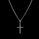 Colar corrente Veneziana 0,8 mm com pingente de cruz palito banho de PRATA 925 +++