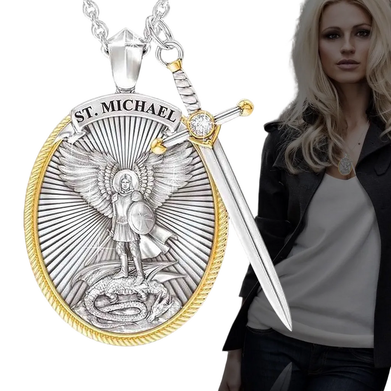 Colar de Mitologia Ocidental São Miguel Anjo Fé Amuleto Jóias Colar