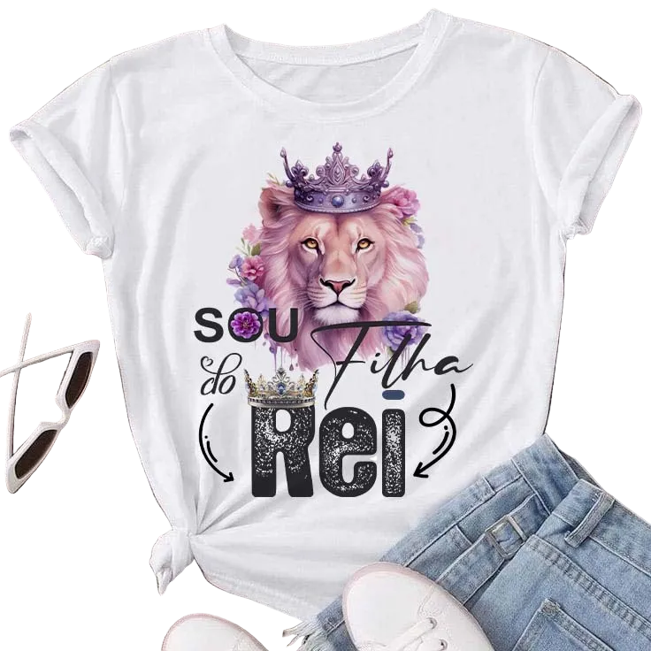 Camiseta T-shirt Feminina Blusa Leão de Judá | Blusa Feminina | Fardamento Igreja Moda