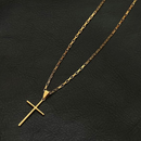 Colar masculino pingente de cruz palito banhado a ouro Aço inoxidável 18k cordão em estilo cartier