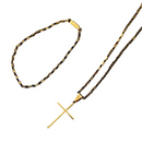 Colar masculino pingente de cruz palito banhado a ouro Aço inoxidável 18k cordão em estilo cartier