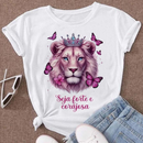 Camiseta T-shirt Feminina Blusa Leão de Judá | Blusa Feminina | Fardamento Igreja Moda