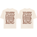 Kit 2 Camisetas Para Casal Jesus Is King Oversized Feminino e Masculino