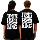 Kit 2 Camisetas Para Casal Jesus Is King Oversized Feminino e Masculino