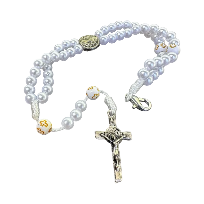 Terço De Pulso Pérola São Bento NOVIDADE Pulseira Religiosa