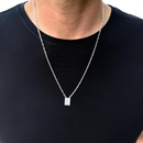 Escapulário Mini Prata 925 Legítima Sagrado Coração de Jesus+ Nossa Senhora do Carmo 60cm