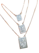 Escapulário Mini Prata 925 Legítima Sagrado Coração de Jesus+ Nossa Senhora do Carmo 60cm Masculino/Feminino