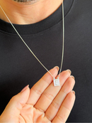 Escapulário Mini Prata 925 Legítima Sagrado Coração de Jesus+ Nossa Senhora do Carmo 60cm Masculino/Feminino