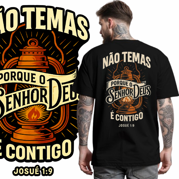 Camiseta Masculina Cristã Não Temas Moda Evangélica 100% Algodão