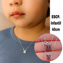 Escapulário Mini Prata 925 Legítima Sagrado Coração de Jesus+ Nossa Senhora do Carmo 60cm