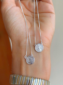 Escapulário Mini Prata 925 Legítima Sagrado Coração de Jesus+ Nossa Senhora do Carmo 60cm Masculino/Feminino