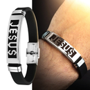 Pulseira masculina Dourada Jesus em aço