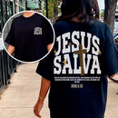 Camiseta Oversized Streetwear Feminina e Masculina Jesus Salva Blusa Larga Gola Canelada Cristã